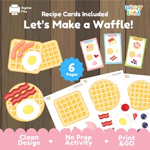 Waffle Pretend Play Set | Toddler & Preschool Role Playing Activity | Printable Puzzle Learning Childcare Activities