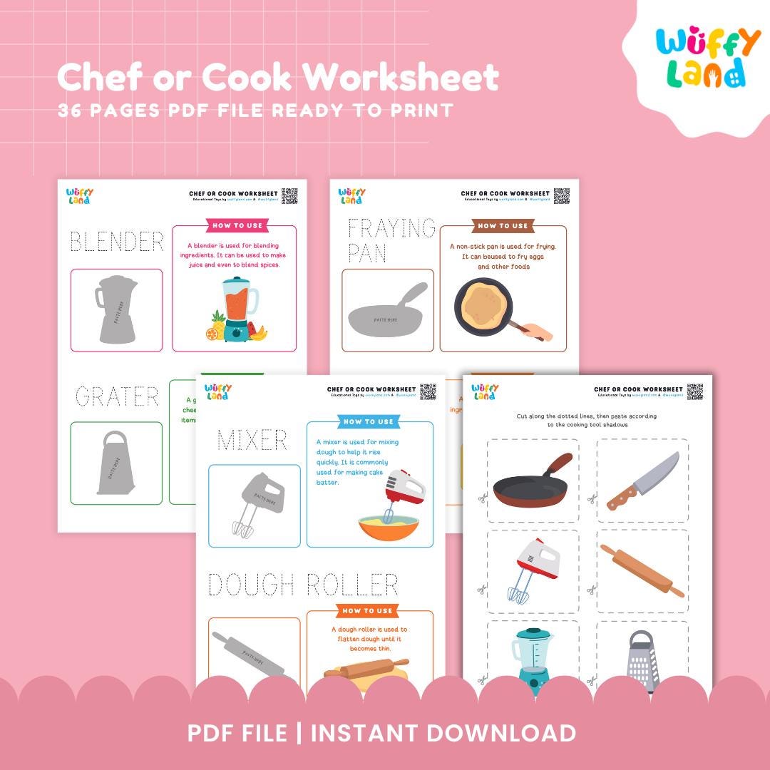 Chef & Cooking Worksheets for Kids Fun and Educational Activities