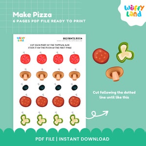 Build A Pizza PLAYset, Pretend Play, Preschool Printable, Toddler Preschool Activity, PreK Printable, Pretend Play, Dramatic Play