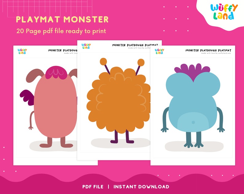 Monster Playdough Mat Printable Play Dough Activity Mats Etsy
