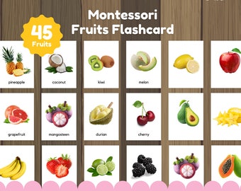 Real 45 image Montessori Fruit Flashcards for Toddlers – Educational Nomenclature Cards