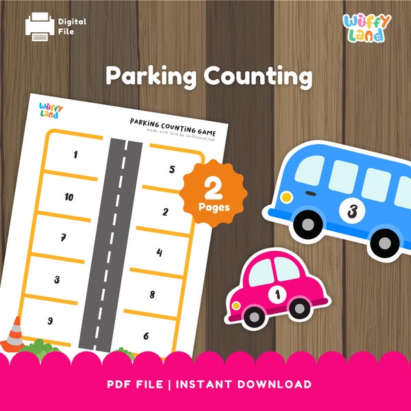 Parking Games! Learning Number 1-10 for Kids with transportation theme, PreSchool Printable Activities, Homeschooling, Busy Books