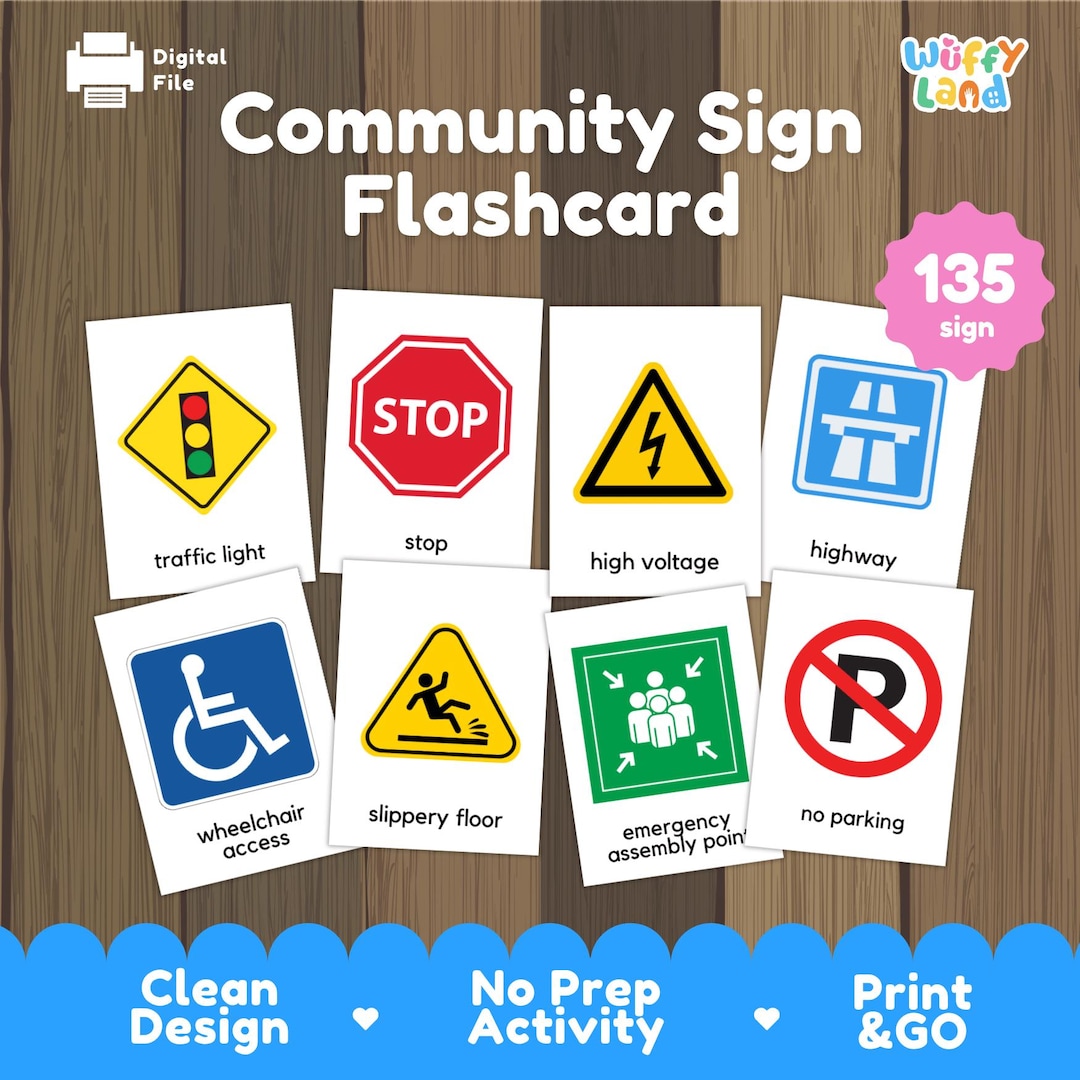 Safety Signs Flashcards Printable | Traffic & Road Signs for Kids ...