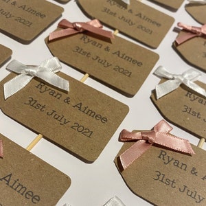 Wedding cupcake toppers | wedding tags | name and date | personalised | Rustic