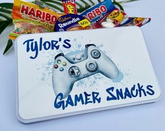 Personalised GAMER SNACKS - sweet/treat tin