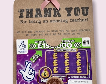 Teacher thank you gift card... Scratch card holder... Lucky to have you as our teacher