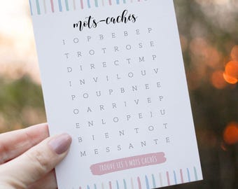 Carte annonce grossesse - Mots cachés - Carte jeu annonce grossesse original !