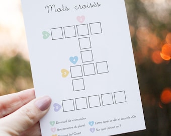Carte annonce grossesse Mots croisés -  Carte jeu annonce grossesse original