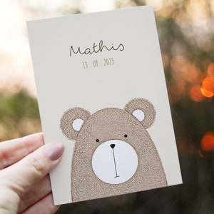 Faire-part naissance Ourson, (avec photo) - 100% Personnalisable