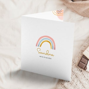 Faire-part naissance Arc-en-ciel, faire-part fille (avec photo) - 100% personnalisable