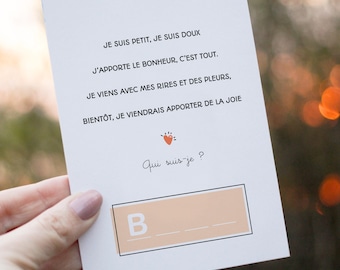 Carte annonce grossesse - Devinette - Carte jeu annonce grossesse original