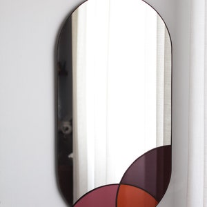 Oval Stained Glass Mirror, Customized Mirror, Hanging Mirror, Decorative Wall Mirror, Modern Mirror, Geometric Mirror