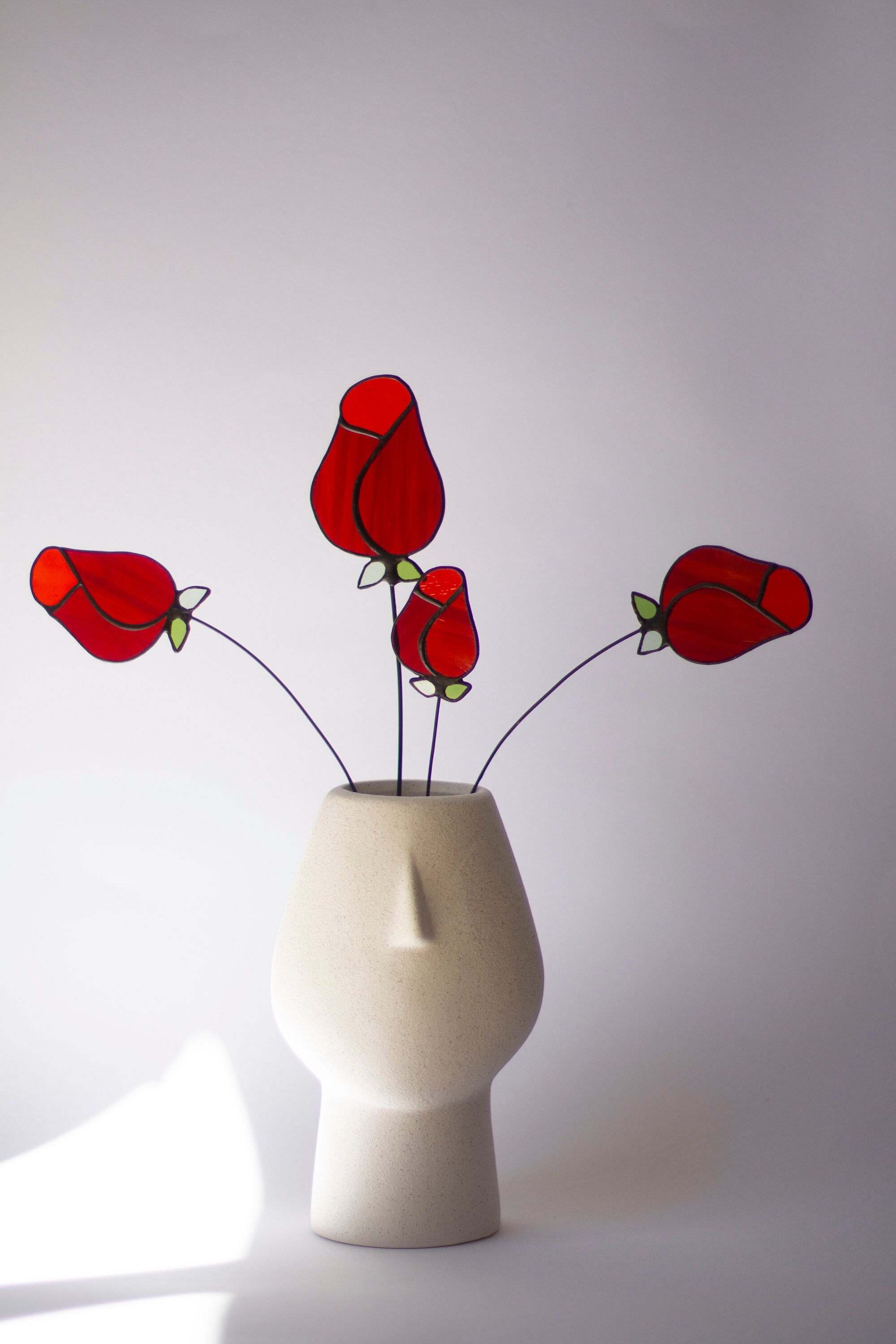 Stained Glass Rose Glass Flower Rose Plant Stake Ornament Etsy