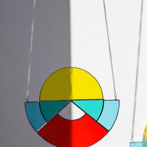 Rising Sun Suncatcher, Colorful Stained Glass Suncatcher, Geometric suncatcher, Hanging Glass Ornament, Mobile for windows image 4