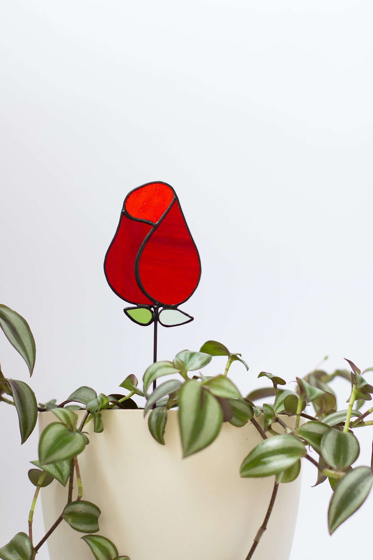 Stained Glass Rose Glass Flower Rose Plant Stake Ornament Etsy
