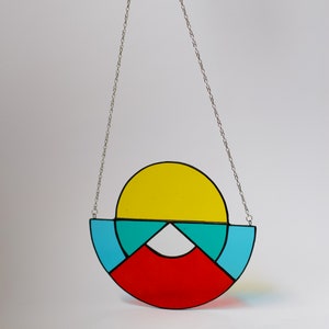 Rising Sun Suncatcher, Colorful Stained Glass Suncatcher, Geometric suncatcher, Hanging Glass Ornament, Mobile for windows image 5