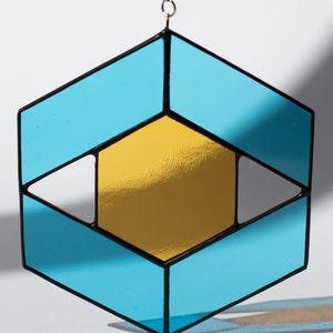 Stained Glass Suncatcher, Hanging suncatcher, Third Eye Amulet, Geometric Suncatcher