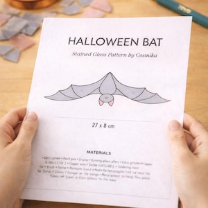 Plantilla Murciélago Vitral PDF, Patrón para Vitral, Stained Glass Bat Pattern, Suncatcher Pattern DIY