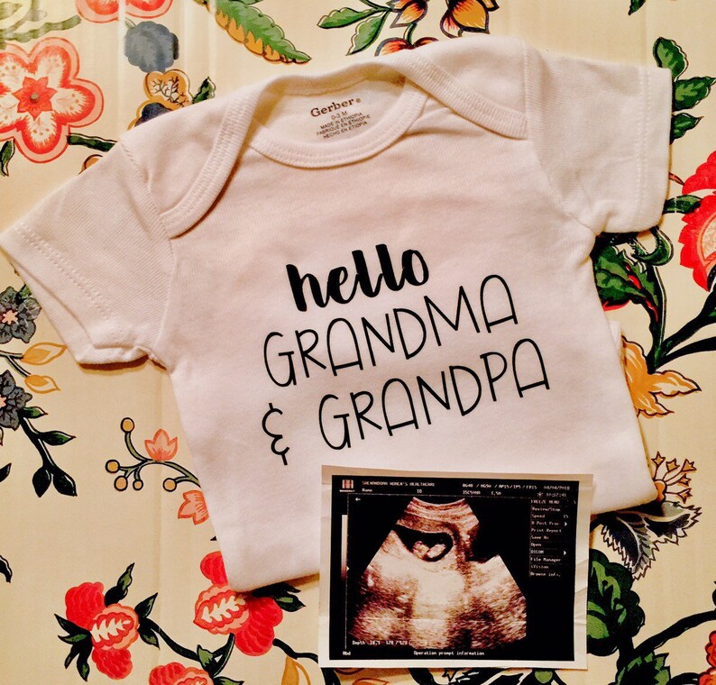 hello grandma and grandpa onesie