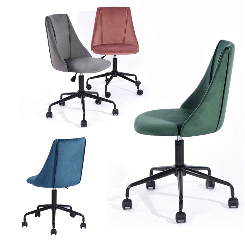 Modern Swivel Office Chair Velvet Fabric Ergonomic Backrest Etsy