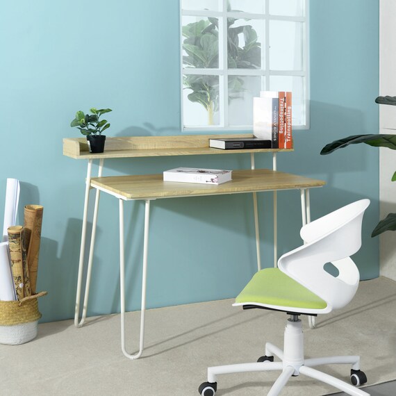 2 Tiers Modern Style Computer Desk Laptop Table Storage Shelf Etsy