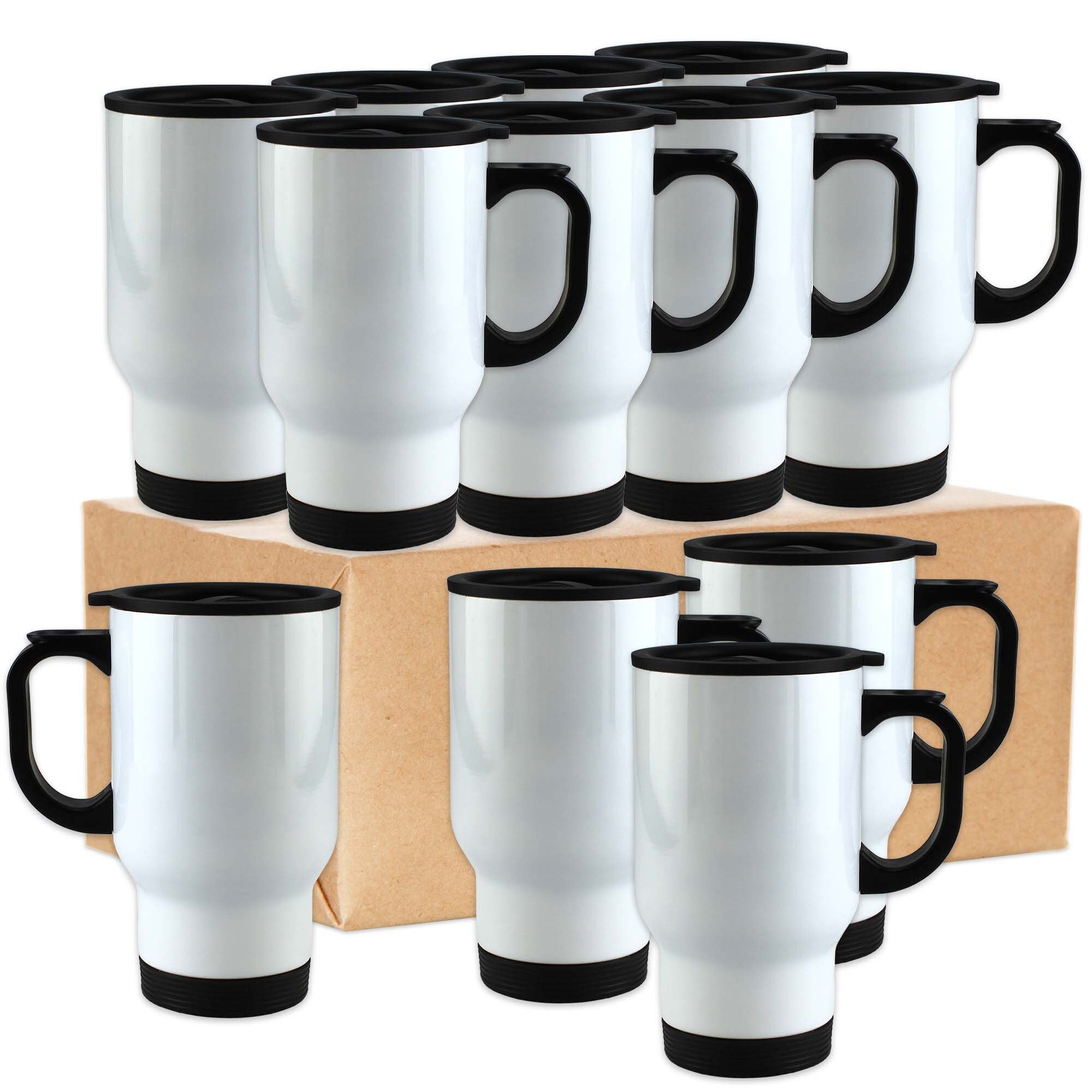 Conde Sublimation Bulk Mugs Blank Ceramic Camp Mug Beige With Black Rim and  Specks, 13oz case of 24 