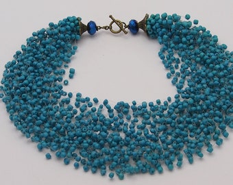 Necklace "Turquoise Blue" beaded crocheted necklace