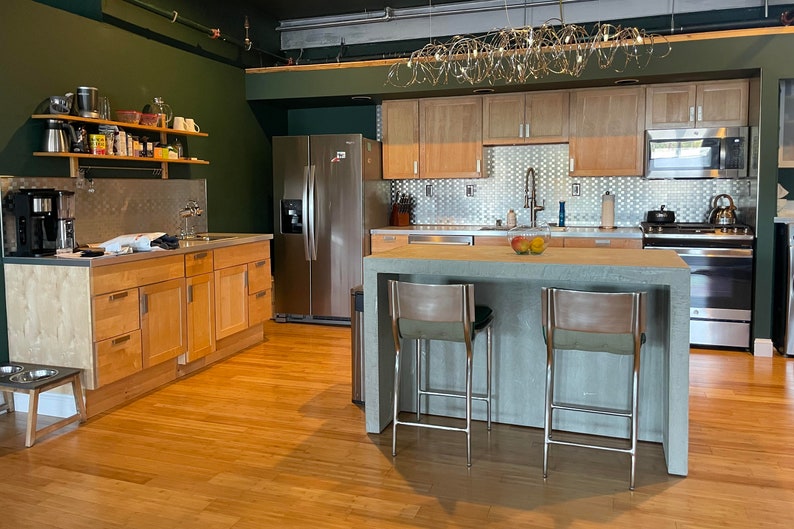 Seamless Concrete Kitchen Island Custom Sized Dining Island Etsy