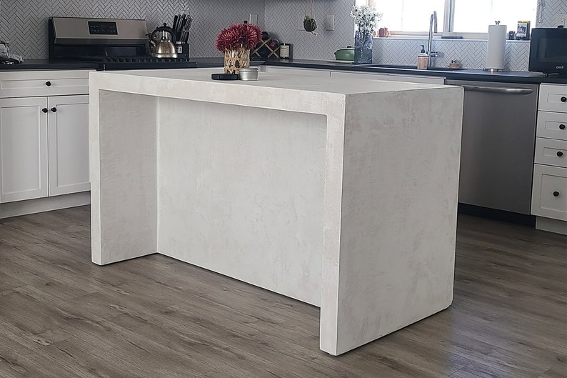 Stonewashed Concrete Island Waterfall Island Minimal Etsy