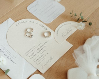 Modern and Minimal Arch Layered Wedding Invitation Set // semi custom // digital option