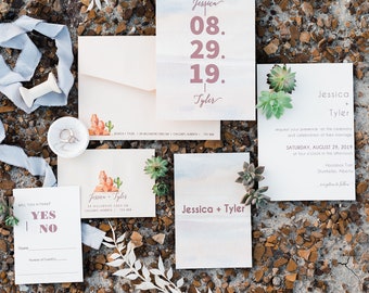 Boho Dessert Wedding Invitation, Digital Wedding Invitation Suite