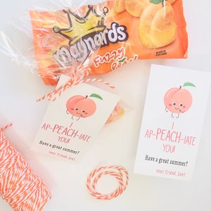 I ap-PEACH-iate you, PEACH, End of School Year Classmate, Gift, Digital, class gift tag