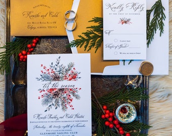 christmas, tis the season invitation, Digital Wedding Invitation Suite,  Wedding Digital Invitation