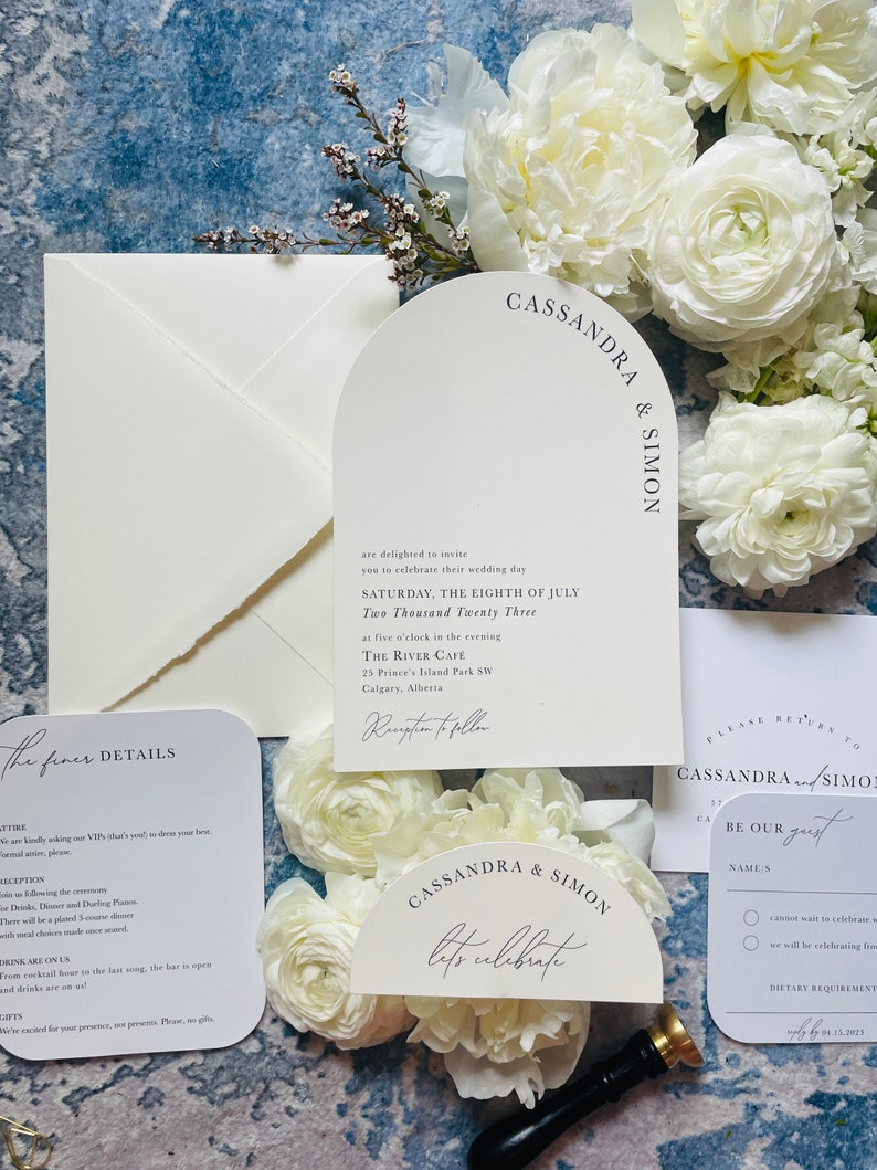 Modern and Minimal Arch Layered Wedding Invitation Set image 7