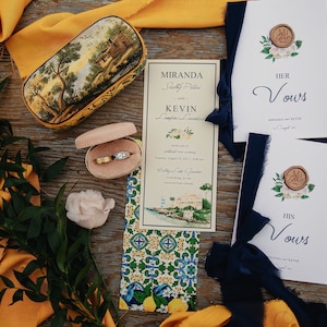 Sorrento // Amalfi Coast wedding invitation Italy lemon blue yellow watercolor // DIGITAL DESIGN
