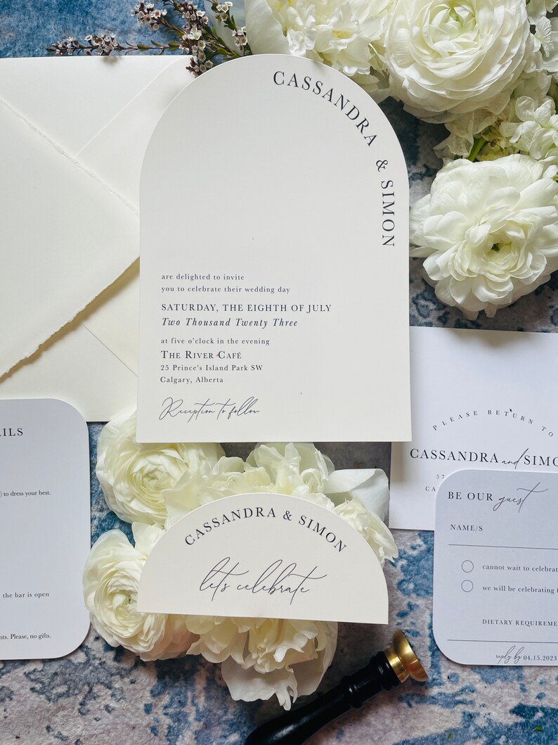 Modern and Minimal Arch Layered Wedding Invitation Set image 5