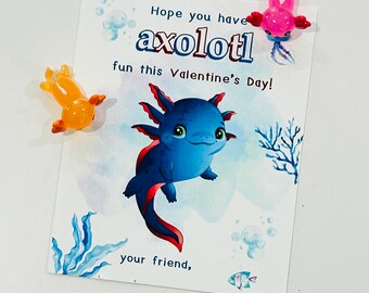 Axolotl Valentinstag Karte // Valentinstag Digital Print // Axolotl // Geschenkanhänger // Klasse Geschenk