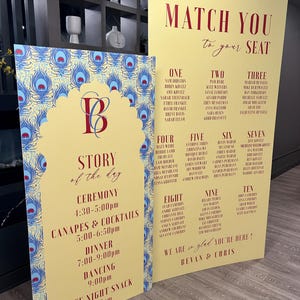 Pfauenhochzeit Willkommensschild mit Sitzplan // Schild - DIGITAL// Willkommensschild und Sitzplan // Pfauenhochzeit