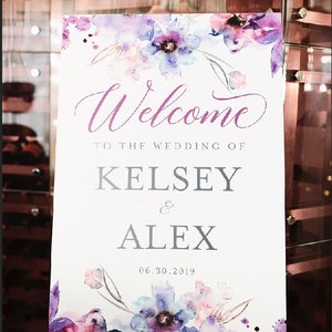 Watercolor Floral Wedding Welcome Sign - DIGITAL