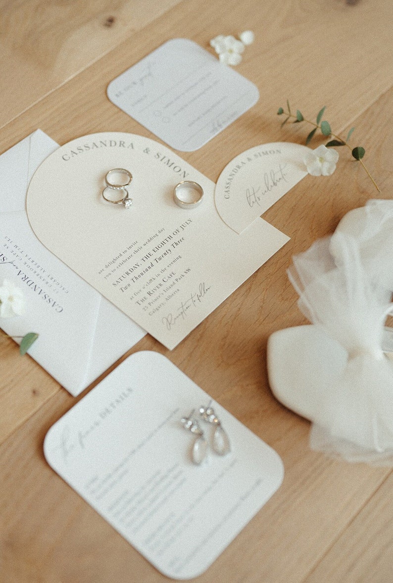 Modern and Minimal Arch Layered Wedding Invitation Set image 1