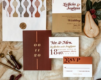 70s LOVE and LUXE, Digital Wedding Invitation Suite, Vintage Wedding Digital Invitation