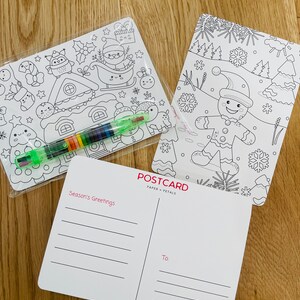 8 ~ Cartes postales de vacances Bonheur des Fêtes à colorier avec un crayon