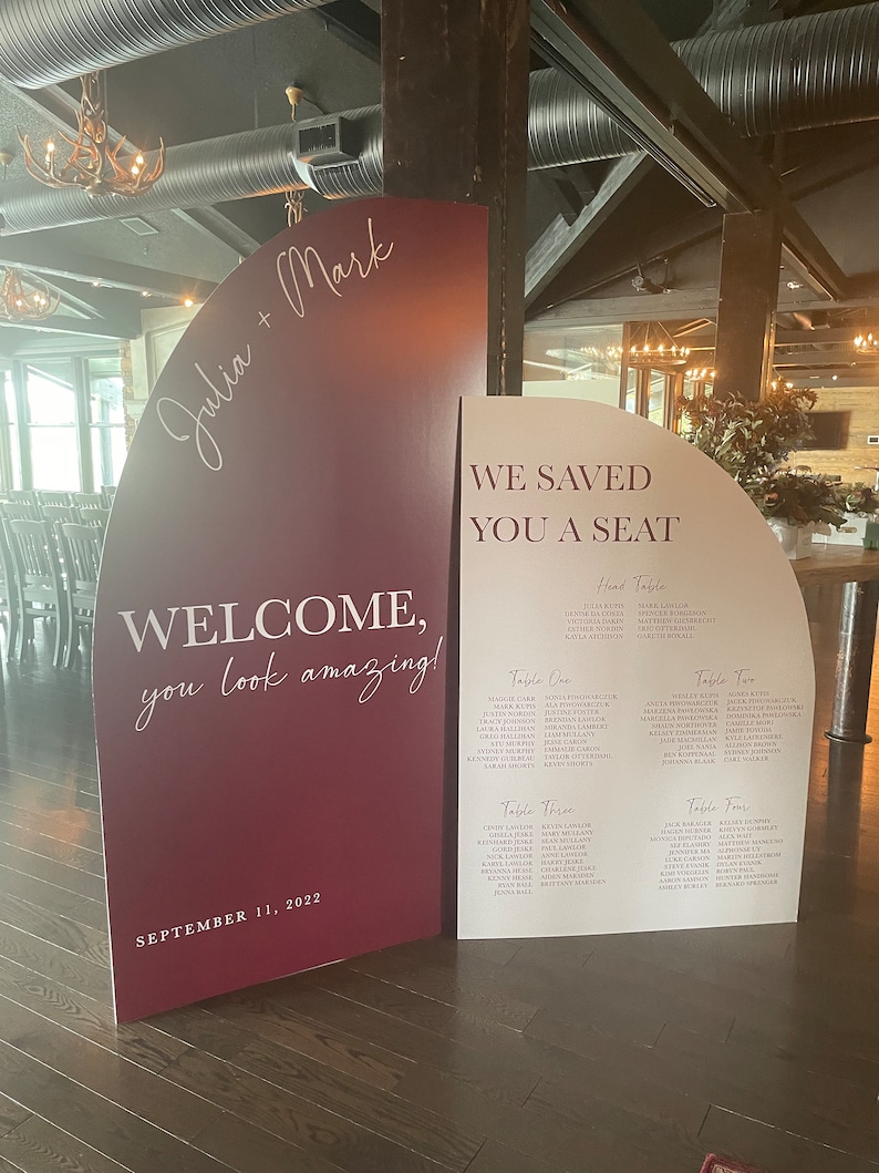 Modern Wedding Welcome and Seating Chart Sign - Digital//double Arched ...