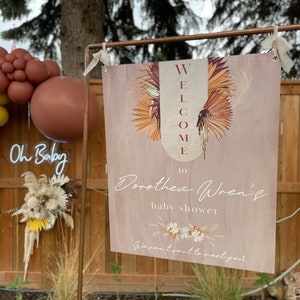 BOHO//pampus Baby Shower Welcome Sign including mini table top sign - DIGITAL