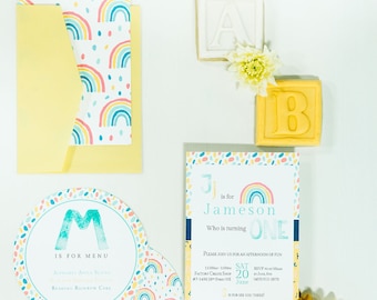 ABC Birthday Set, Alphabet Shower Invitation, Digital ABC Suite, ABC Digital Invitation, Alphabet Party