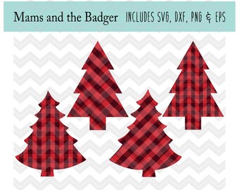 Plaid Christmas Tree svg, Gingham Trees, Spruce Fir Pine, Holiday Print and Cut File, Silhouette Cameo, Cricut Design Space, svg dxf png eps