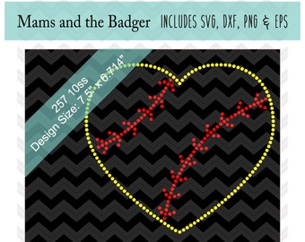 Softball Heart svg, Rhinestone Template, Baseball Love Bling, Softball Laces svg, Cut File, Silhouette Cameo, Cricut Download, dxf png eps