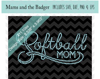 Softball Mom, Rhinestone Template, Softball Bling svg, Rhinestone svg, Softball cut file, Silhouette Cameo, Cricut Download,Iron On Cut File