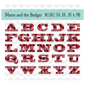 Plaid Alphabet svg, Gingham Letters, Buffalo Plaid Clipart, Christmas Print and Cut File, Silhouette Cameo, Cricut Design Space, svg png dxf