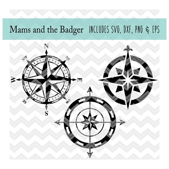 Compass Set svg, Travel Wanderlust, Nautical Design, Navigate Cutfile, North South West East, Silhouette Cameo, Cricut Download, dxf png eps